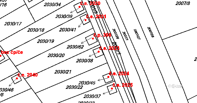 Brňany 2023, Vyškov na parcele st. 2030/38 v KÚ Vyškov, Katastrální mapa