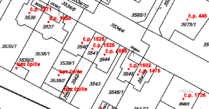 Předměstí 1556, Litoměřice na parcele st. 3544 v KÚ Litoměřice, Katastrální mapa