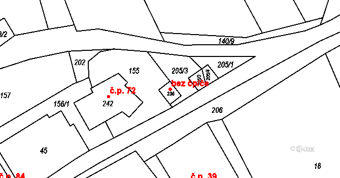 Luboměř 38778572 na parcele st. 236 v KÚ Luboměř, Katastrální mapa