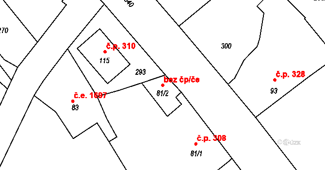 Kamenice 39895572 na parcele st. 81/2 v KÚ Štiřín, Katastrální mapa