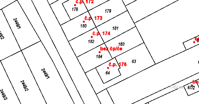 Mořice 41161572 na parcele st. 184 v KÚ Mořice, Katastrální mapa