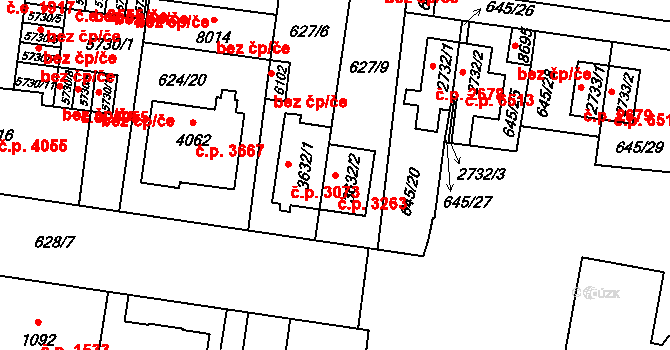 Zlín 3263 na parcele st. 3632/2 v KÚ Zlín, Katastrální mapa