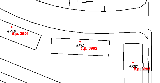 Zlín 3902 na parcele st. 4719 v KÚ Zlín, Katastrální mapa
