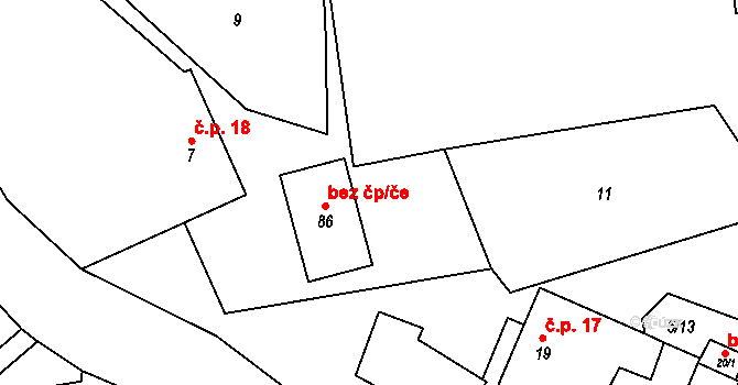 Volfířov 42156572 na parcele st. 86 v KÚ Brandlín, Katastrální mapa