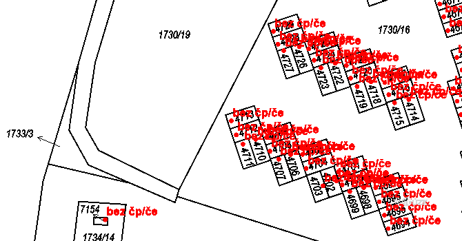 Písek 42162572 na parcele st. 4713 v KÚ Písek, Katastrální mapa