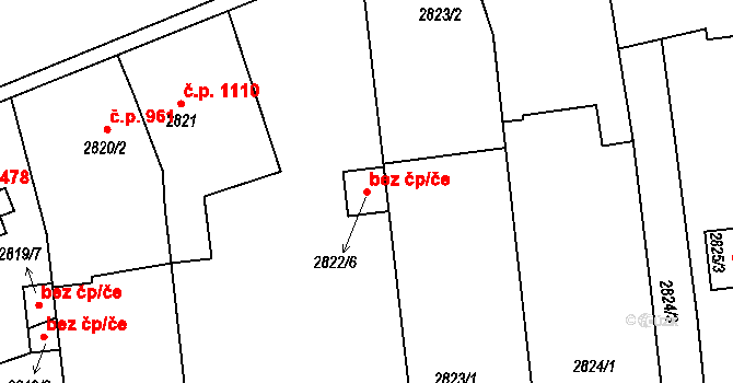 Holešov 43186572 na parcele st. 2822/6 v KÚ Holešov, Katastrální mapa