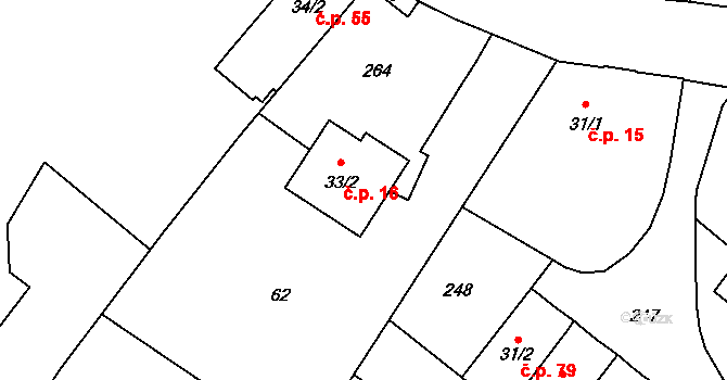 Milostovice 16, Opava na parcele st. 33/2 v KÚ Milostovice, Katastrální mapa