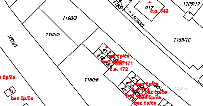 Údlice 45084572 na parcele st. 418 v KÚ Údlice, Katastrální mapa
