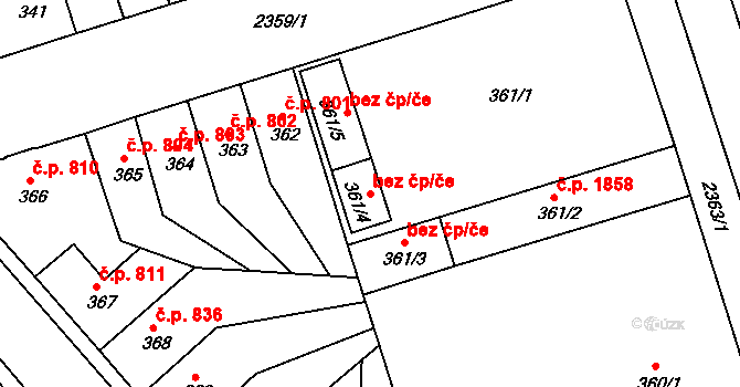 Teplice 45136572 na parcele st. 361/4 v KÚ Teplice-Trnovany, Katastrální mapa