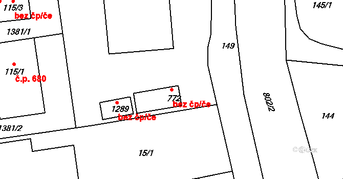 Česká Třebová 45466572 na parcele st. 772 v KÚ Parník, Katastrální mapa