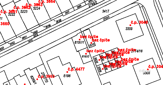 Kroměříž 50036572 na parcele st. 8197/1 v KÚ Kroměříž, Katastrální mapa