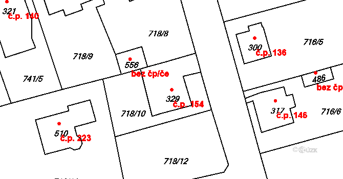 Dolní Kamenice 154, Česká Kamenice na parcele st. 329 v KÚ Dolní Kamenice, Katastrální mapa
