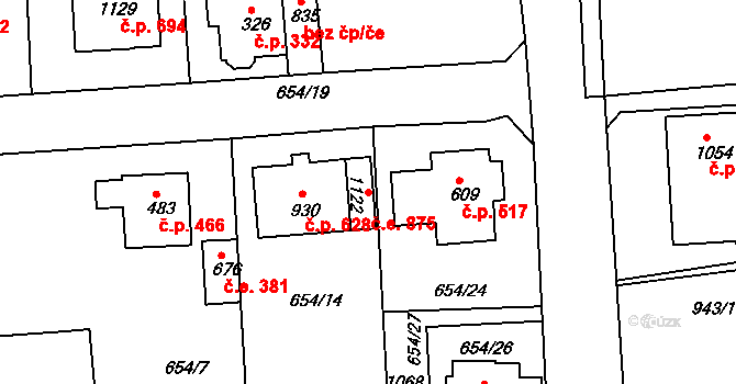 Bohosudov 875, Krupka na parcele st. 1122 v KÚ Bohosudov, Katastrální mapa