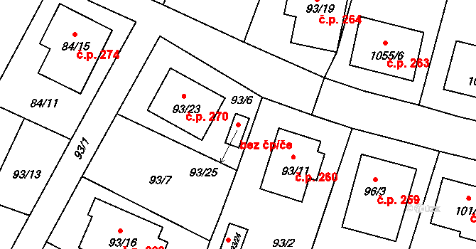Malešov 82298572 na parcele st. 93/25 v KÚ Malešov, Katastrální mapa