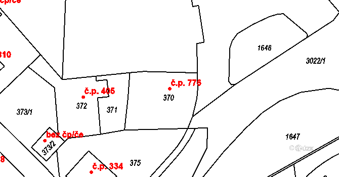 Štramberk 776 na parcele st. 370 v KÚ Štramberk, Katastrální mapa