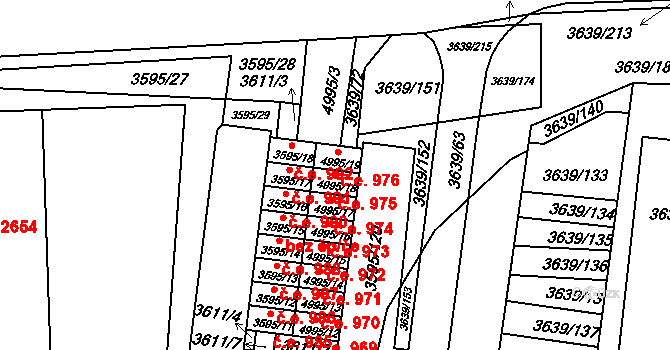 Louny 975 na parcele st. 4995/18 v KÚ Louny, Katastrální mapa