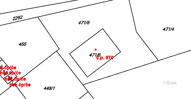 Velká Bystřice 970 na parcele st. 471/6 v KÚ Velká Bystřice, Katastrální mapa
