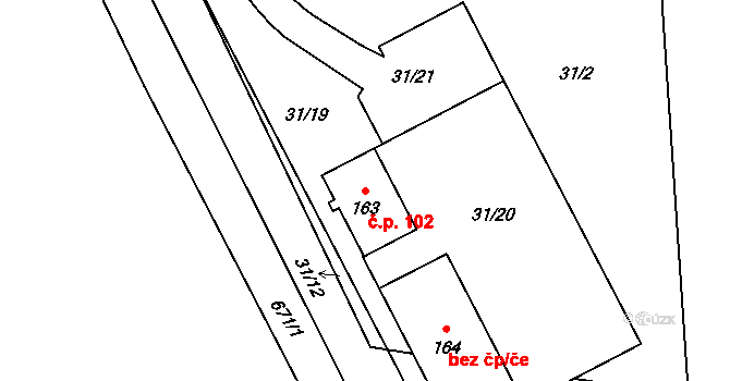 Lubno 102, Nechanice na parcele st. 163 v KÚ Lubno u Nechanic, Katastrální mapa
