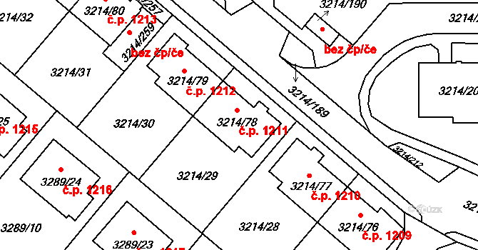 Chotěboř 1211 na parcele st. 3214/78 v KÚ Chotěboř, Katastrální mapa