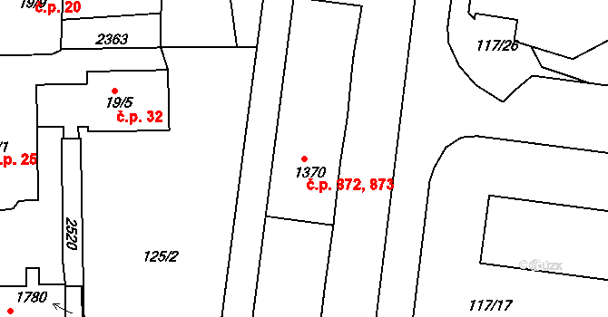 Vamberk 872,873 na parcele st. 1370 v KÚ Vamberk, Katastrální mapa