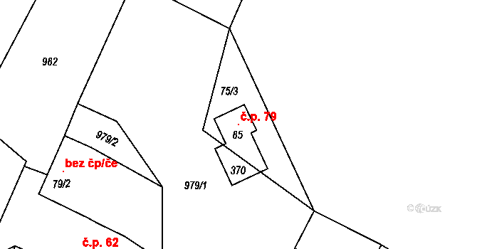 Střelskohoštická Lhota 79, Střelské Hoštice na parcele st. 85 v KÚ Střelskohoštická Lhota, Katastrální mapa
