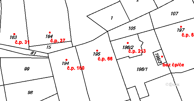 Přerov VIII-Henčlov 66, Přerov na parcele st. 195 v KÚ Henčlov, Katastrální mapa