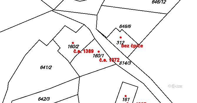 Hraničná 1372, Janov nad Nisou na parcele st. 160/1 v KÚ Hraničná nad Nisou, Katastrální mapa
