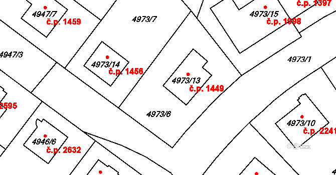 Jihlava 1449 na parcele st. 4973/13 v KÚ Jihlava, Katastrální mapa