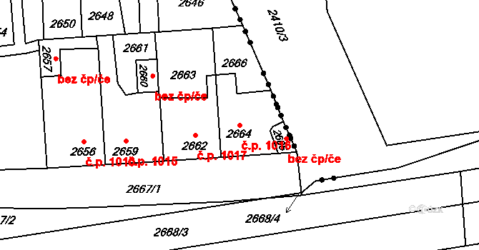 Kročehlavy 1016, Kladno na parcele st. 2664 v KÚ Kročehlavy, Katastrální mapa