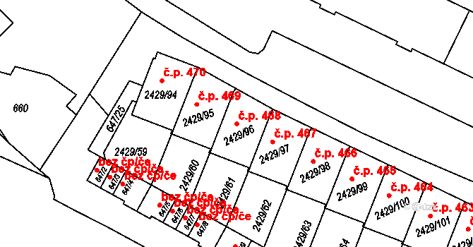 Dačice V 468, Dačice na parcele st. 2429/96 v KÚ Dačice, Katastrální mapa