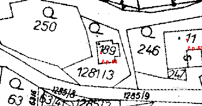 Opatovec 54 na parcele st. 189/1 v KÚ Opatovec, Katastrální mapa