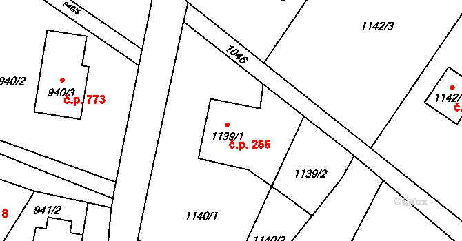 Skřečoň 255, Bohumín na parcele st. 1139/1 v KÚ Skřečoň, Katastrální mapa