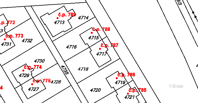 Záběhlice 787, Praha na parcele st. 4717 v KÚ Záběhlice, Katastrální mapa