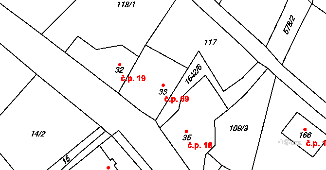 Volfířov 69 na parcele st. 33 v KÚ Volfířov, Katastrální mapa
