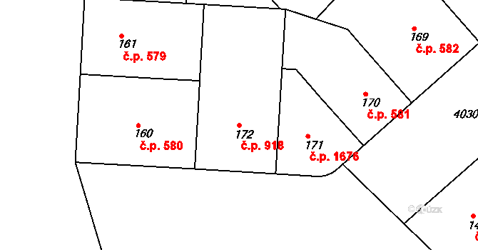 Dejvice 918, Praha na parcele st. 172 v KÚ Dejvice, Katastrální mapa