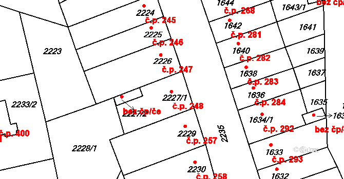 Příbram III 248, Příbram na parcele st. 2227/1 v KÚ Příbram, Katastrální mapa