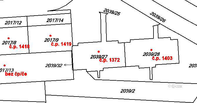 České Budějovice 2 1372, České Budějovice na parcele st. 2039/27 v KÚ České Budějovice 2, Katastrální mapa