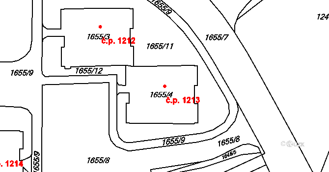 Prostřední Suchá 1213, Havířov na parcele st. 1655/4 v KÚ Prostřední Suchá, Katastrální mapa