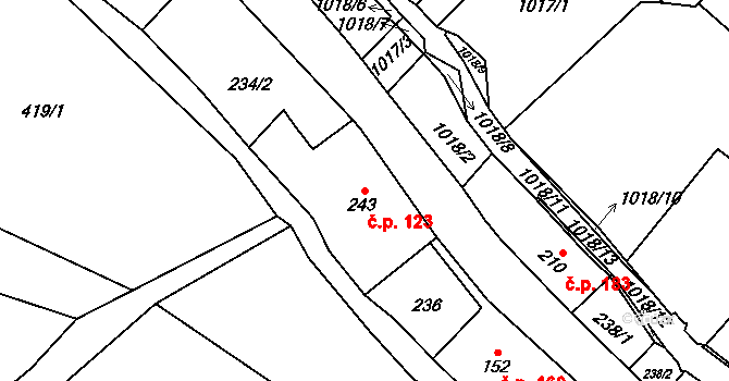 Lampertice 123 na parcele st. 243 v KÚ Lampertice, Katastrální mapa