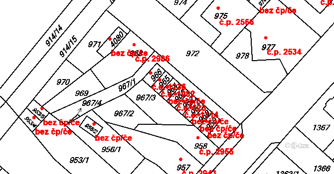 Chomutov 1145 na parcele st. 2282 v KÚ Chomutov I, Katastrální mapa