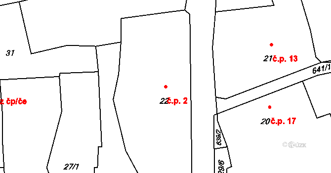 Zdeslav 2, Poleň na parcele st. 22 v KÚ Zdeslav, Katastrální mapa