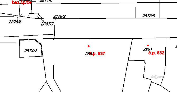 Předměstí 537, Litoměřice na parcele st. 2863 v KÚ Litoměřice, Katastrální mapa