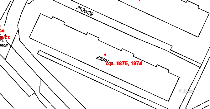 Předměstí 1874,1875, Litoměřice na parcele st. 2530/11 v KÚ Litoměřice, Katastrální mapa