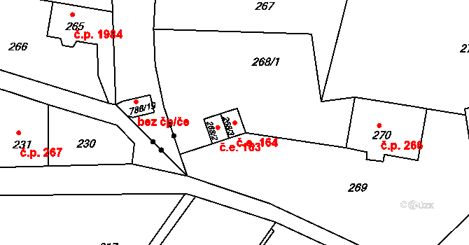 Děčín IV-Podmokly 164, Děčín na parcele st. 268/3 v KÚ Podmokly, Katastrální mapa