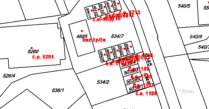Zlín 1704 na parcele st. 5042/5 v KÚ Zlín, Katastrální mapa