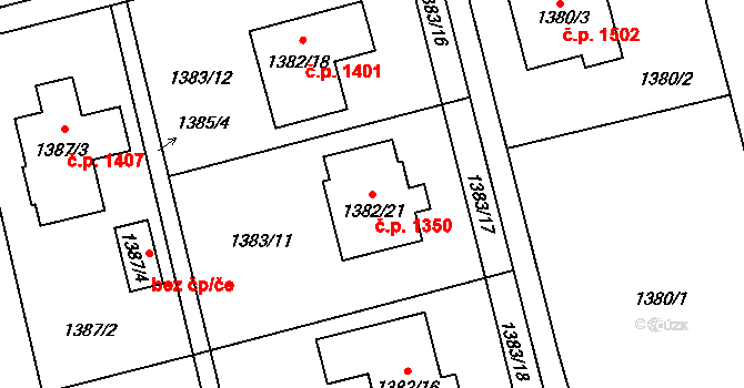 Kylešovice 1350, Opava na parcele st. 1382/21 v KÚ Kylešovice, Katastrální mapa