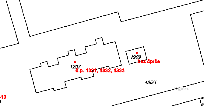 Hrabůvka 1331,1332,1333, Ostrava na parcele st. 1297 v KÚ Hrabůvka, Katastrální mapa