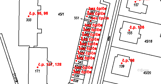 Třebíč 38387573 na parcele st. 546 v KÚ Týn u Třebíče, Katastrální mapa