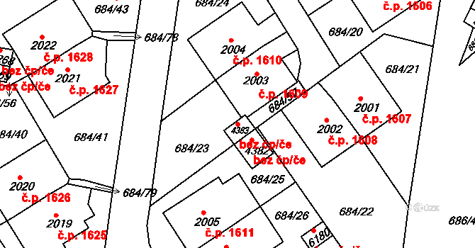 Rakovník 38613573 na parcele st. 4383 v KÚ Rakovník, Katastrální mapa