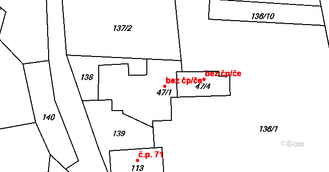 Odry 38943573 na parcele st. 47/1 v KÚ Dobešov, Katastrální mapa